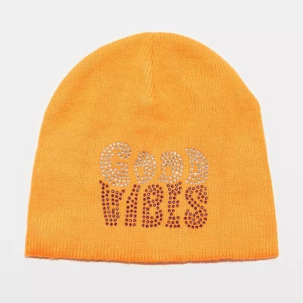 UO Rhinestone Phrase Beanie NWT